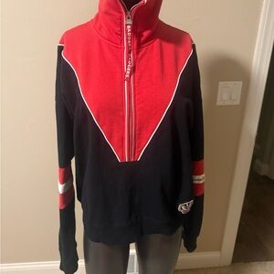 Red and Black Quarter-Zip Sweatshirt